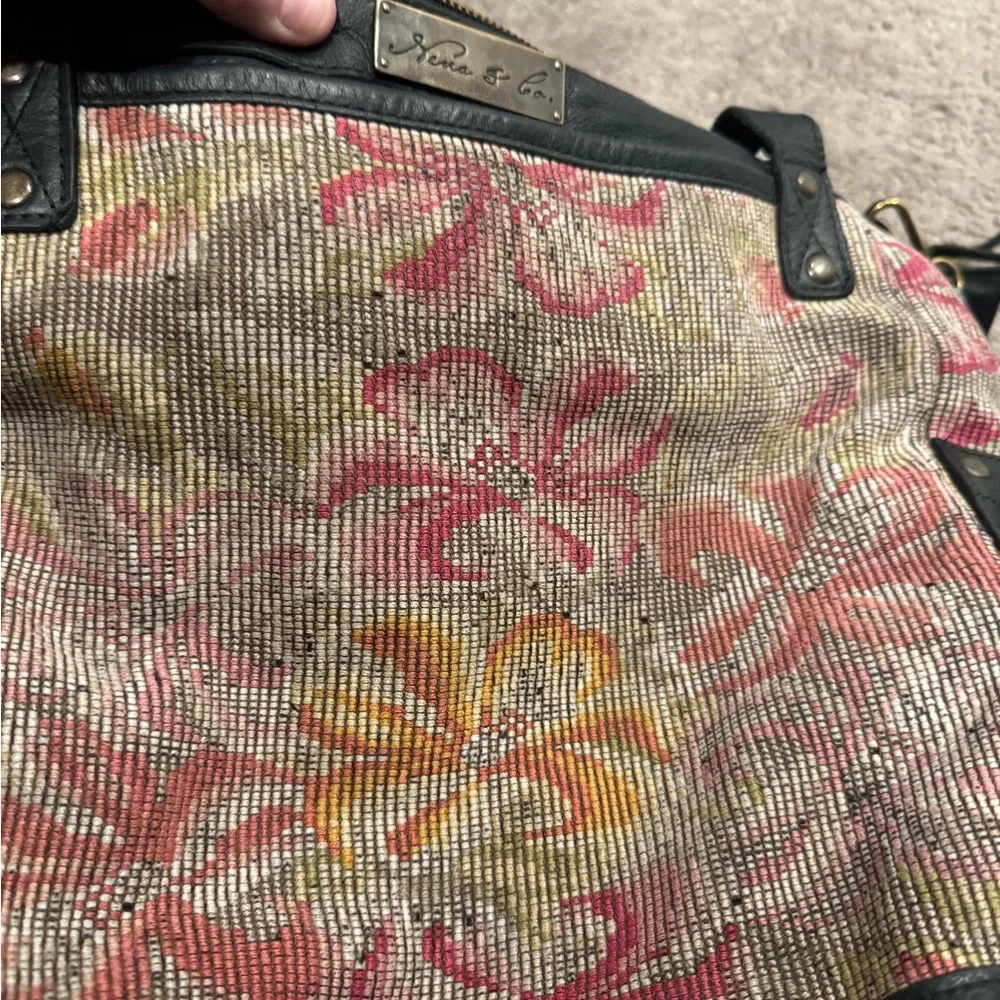 Nena & Co. Floral Tapestry Backpack Tote in Black, Pink, Yellow